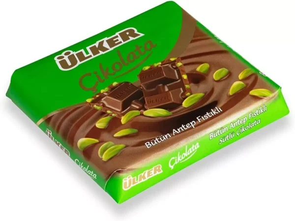 ÜLKER Milk Chocolate Bar with Whole Pistachios 65G